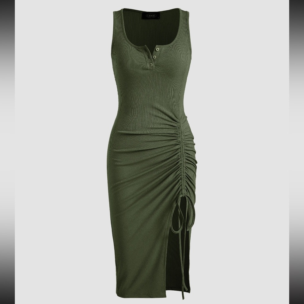 Sexy Bodycon tank Dress with adjustable side slit
